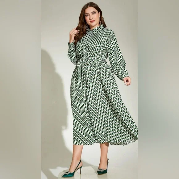 knee length dresses for ladies Moon River Geo Patterned Midi Dress – RJ Pope